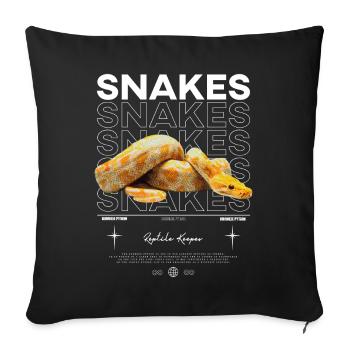 Burmesische Python Moderne Streetwear Reptilienhalterin - Sofakissenbezug 45 x 45 cm - Schwarz - Vorne