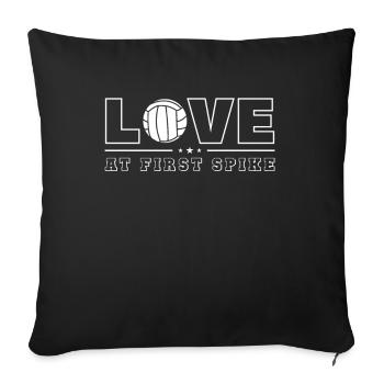 L’amour au premier spike Joueur de volley-ball Volley-ball - Housse de coussin décorative 45 x 45 cm - noir - Devant