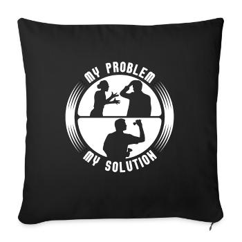 Joueur de fléchettes Mon problème Ma solution Pictogramme Papa - Housse de coussin décorative 45 x 45 cm - noir - Devant