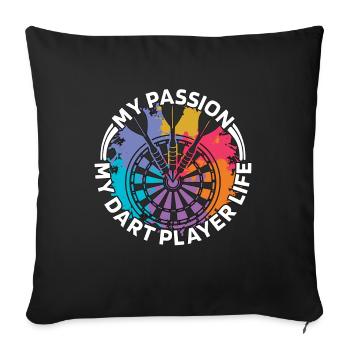 Joueur de fléchettes Ma passion Mon joueur de fléchettes Jeu de fléchettes - Housse de coussin décorative 45 x 45 cm - noir - Devant