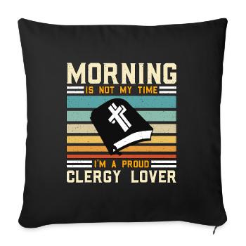 Le matin n’est pas mon heure, je suis pasteur - Housse de coussin décorative 45 x 45 cm - noir - Devant
