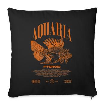 Poisson-lion marin gardien de poisson moderne streetwear - Housse de coussin décorative 45 x 45 cm - noir - Devant