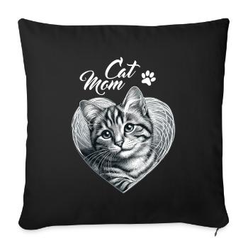 Cat Cat Mom Mother's Day Paw Cat Love Heart - Sofa pillowcase 17,3'' x 17,3'' (45 x 45 cm) - black - Front