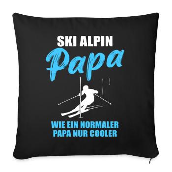 Ski alpin papa cadeau - Housse de coussin décorative 45 x 45 cm - noir - Devant
