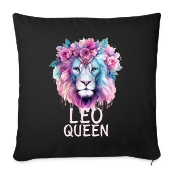 Leo Queen August Birthday Floral Lion Zodiac Sign - Sofakissenbezug 45 x 45 cm - Schwarz - Vorne