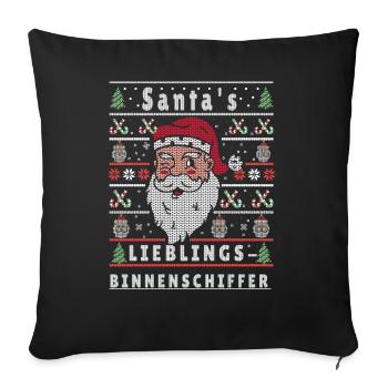 Ugly Christmas SANTA'S FAVORITE BARGE - Sofa pillowcase 17,3'' x 17,3'' (45 x 45 cm) - black - Front