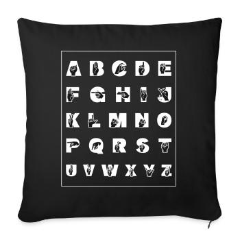 ABC Sign Language Alphabet Teacher ASL Fingerspell - Sofakissenbezug 45 x 45 cm - Schwarz - Vorne