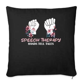 Speech Therapy Floral Sign Language ASL Fingerspel - Sofakissenbezug 45 x 45 cm - Schwarz - Vorne