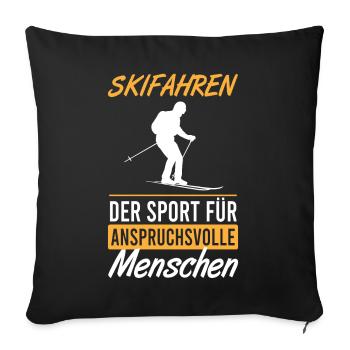 Cadeau pour les fans de ski exigeants - Housse de coussin décorative 45 x 45 cm - noir - Devant