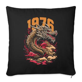 1976 Vintage Dragon Chinese Zodiac - Sofa pillowcase 17,3'' x 17,3'' (45 x 45 cm) - black - Front