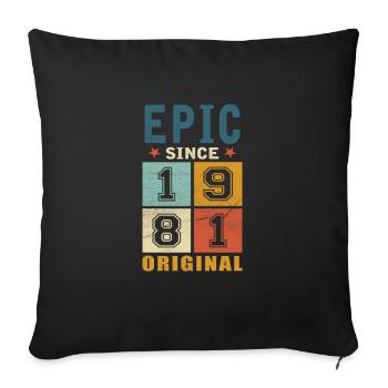 1981 Anniversaire épique depuis - Housse de coussin décorative 45 x 45 cm - noir - Devant