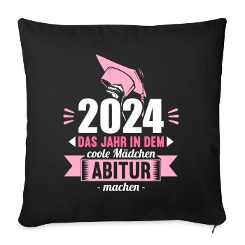 Abitur Jeunes Filles Abi Abitur 2024 - Housse de coussin décorative 45 x 45 cm - noir - Devant