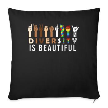 Diversity Is Beautiful Positivity ASL Sign Languag - Sofakissenbezug 45 x 45 cm - Schwarz - Vorne