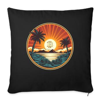 Retro Beach Sunset Funny Crypto Blockchain - Sofakissenbezug 45 x 45 cm - Schwarz - Vorne