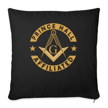 Angles et boussoles maçonniques FRANC-maçon Prince Hall - Housse de coussin décorative 45 x 45 cm - noir - Devant