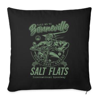 Bonneville Salt Flats Course de moto Vintage - Housse de coussin décorative 45 x 45 cm - noir - Devant