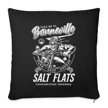 Bonneville Salt Flats Motorcycle Racing Vintage - Sofa pillowcase 17,3'' x 17,3'' (45 x 45 cm) - black - Front