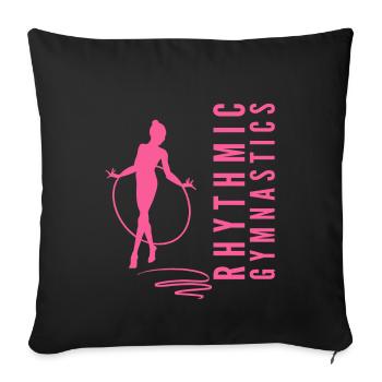 gymnastique rythmique gymnaste de gymnastique avec cerceau - Housse de coussin décorative 45 x 45 cm - noir - Devant