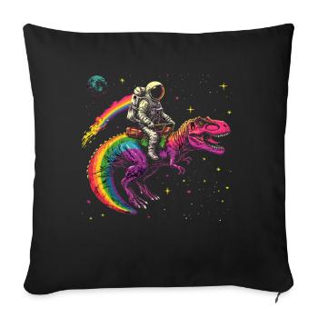 Astronaut reitet T-Rex Dinosaurier - Sofakissenbezug 45 x 45 cm - Schwarz - Vorne