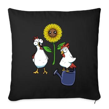 poulets, jardinier amateur, jardinage, jardinage, fleur - Housse de coussin décorative 45 x 45 cm - noir - Devant
