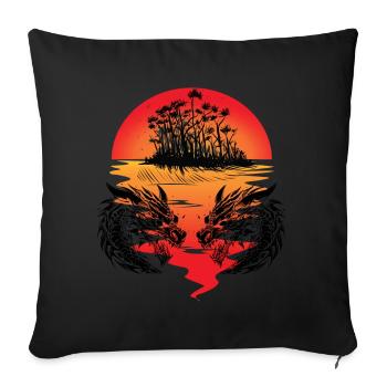 Dragon, Mers Du Sud, Île, Fantaisie, Coucher De Soleil, Démon - Housse de coussin décorative 45 x 45 cm - noir - Devant