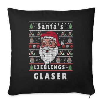 Ugly Christmas SANTA'S FAVORITE GLASSES - Sofa pillowcase 17,3'' x 17,3'' (45 x 45 cm) - black - Front