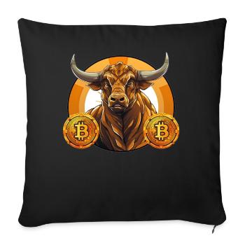 Retro Crypto Currency Bull Bitcoin Blockchain - Sofakissenbezug 45 x 45 cm - Schwarz - Vorne