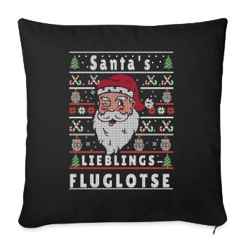 Ugly Christmas SANTA'S FAVORITE AIR TRAFFIC CONTROLLER - Sofa pillowcase 17,3'' x 17,3'' (45 x 45 cm) - black - Front