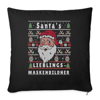 Ugly Christmas SANTA'S FAVORITE MAKEUP ARTIST - Sofa pillowcase 17,3'' x 17,3'' (45 x 45 cm) - black - Front