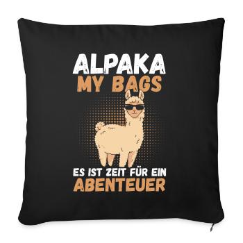 Wandern Bergsteigen Wanderer Alpaka - Sofakissenbezug 45 x 45 cm - Schwarz - Vorne