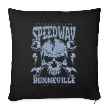 Bonneville Salt Flats Voiture de course rétro vintage - Housse de coussin décorative 45 x 45 cm - noir - Devant