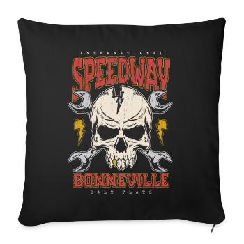 Bonneville Salt Flats Voiture de course rétro vintage - Housse de coussin décorative 45 x 45 cm - noir - Devant