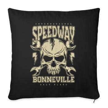 Bonneville Salt Flats Voiture de course rétro vintage - Housse de coussin décorative 45 x 45 cm - noir - Devant