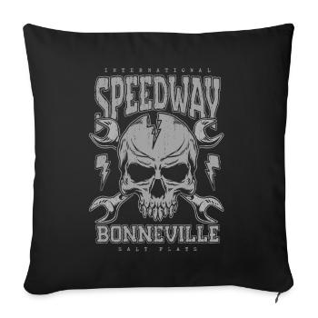 Bonneville Salt Flats Voiture de course rétro vintage - Housse de coussin décorative 45 x 45 cm - noir - Devant
