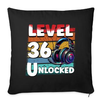 Gaming Birthday Level 36 Unlocked Gamer - Sofa pillowcase 17,3'' x 17,3'' (45 x 45 cm) - black - Front