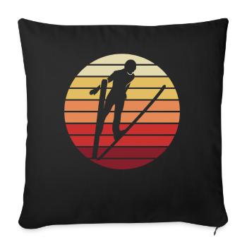 Evening flight of the ski jumper - Sofa pillowcase 17,3'' x 17,3'' (45 x 45 cm) - black - Front