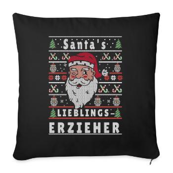 Ugly Christmas SANTA'S FAVORITE EDUCATOR - Sofa pillowcase 17,3'' x 17,3'' (45 x 45 cm) - black - Front