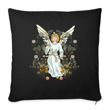 Spring, Nature, Angel, Flowers, Blossoms, Flora, Botany - Sofa pillowcase 17,3'' x 17,3'' (45 x 45 cm) - black - Front