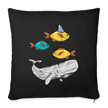 fish, fish, shark, marine mammals, marine animals, ocean - Sofa pillowcase 17,3'' x 17,3'' (45 x 45 cm) - black - Front
