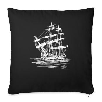 Sailing Ship Sketch - Sofa pillowcase 17,3'' x 17,3'' (45 x 45 cm) - black - Front