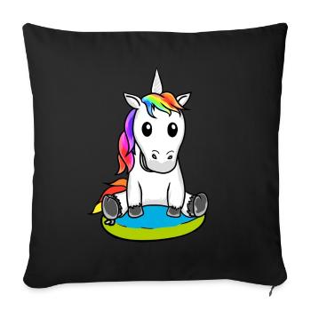 Unicorn Mythical Creature Swimming Ring Swimmer Child - Sofa pillowcase 17,3'' x 17,3'' (45 x 45 cm) - black - Front