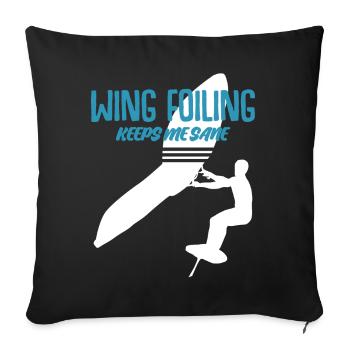 Wing Foiling Wing Surfing Winging - Sofa pillowcase 17,3'' x 17,3'' (45 x 45 cm) - black - Front