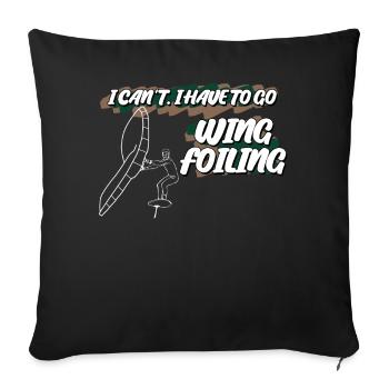 Wing Foiling Winging Wingsurfing - Sofakissenbezug 45 x 45 cm - Schwarz - Vorne