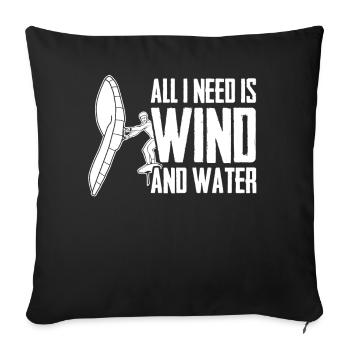 Winging Wingsurfing Wing Foiling - Sofakissenbezug 45 x 45 cm - Schwarz - Vorne