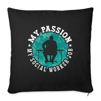Assistante sociale Ma passion Ma conseillère sociale Aide - Housse de coussin décorative 45 x 45 cm - noir - Devant
