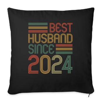Meilleur mari depuis 2024 1er anniversaire de mariage - Housse de coussin décorative 45 x 45 cm - noir - Devant