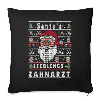 Noël moche LE DENTISTE PRÉFÉRÉ DU PÈRE NOËL - Housse de coussin décorative 45 x 45 cm - noir - Devant