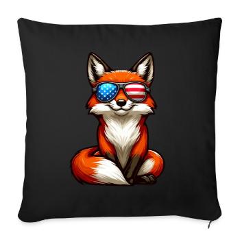 Fox America Jour de l’Indépendance Stars and Stripes - Housse de coussin décorative 45 x 45 cm - noir - Devant