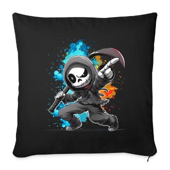 La Faucheuse. Fantaisie, Fun, Fun, Cool, Humour, Horny - Housse de coussin décorative 45 x 45 cm - noir - Devant