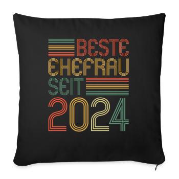Meilleure femme depuis 2024 1er anniversaire de mariage - Housse de coussin décorative 45 x 45 cm - noir - Devant